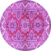 Round Machine Washable Persian Purple Traditional Area Rugs, wshtr2726pur