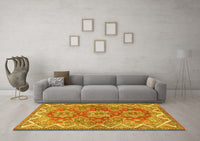 Machine Washable Persian Yellow Traditional Rug, wshtr2726yw