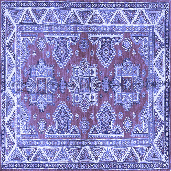 Square Machine Washable Persian Blue Traditional Rug, wshtr2726blu