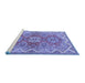 Sideview of Machine Washable Persian Blue Traditional Rug, wshtr2726blu