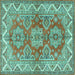 Square Persian Turquoise Traditional Rug, tr2726turq