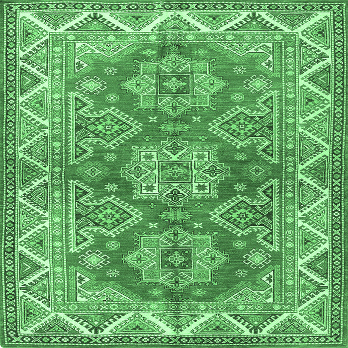 Square Machine Washable Persian Emerald Green Traditional Area Rugs, wshtr2726emgrn