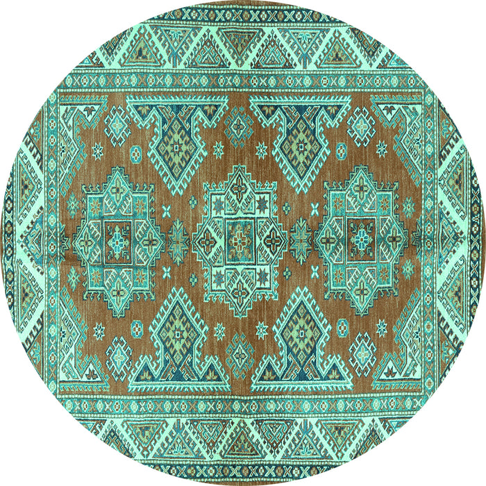 Round Persian Turquoise Traditional Rug, tr2726turq