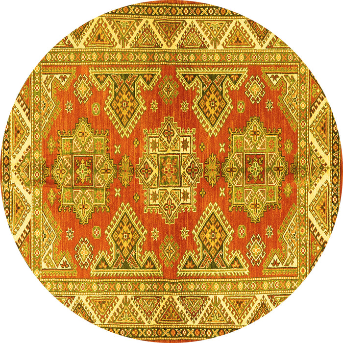 Round Persian Yellow Traditional Rug, tr2726yw