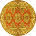 Round Persian Yellow Traditional Rug, tr2726yw