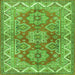 Round Machine Washable Persian Green Traditional Area Rugs, wshtr2726grn