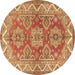 Round Persian Brown Traditional Rug, tr2726brn