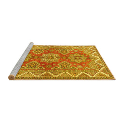 Sideview of Machine Washable Persian Yellow Traditional Rug, wshtr2726yw