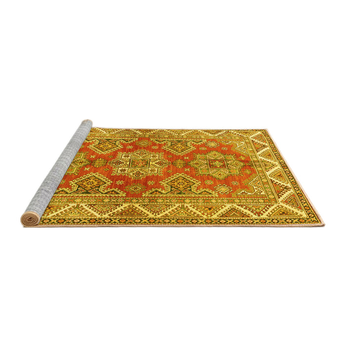 Sideview of Machine Washable Persian Yellow Traditional Rug, wshtr2726yw