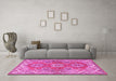 Machine Washable Persian Pink Traditional Rug in a Living Room, wshtr2726pnk