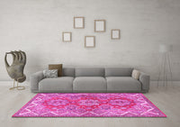 Machine Washable Persian Pink Traditional Rug, wshtr2726pnk