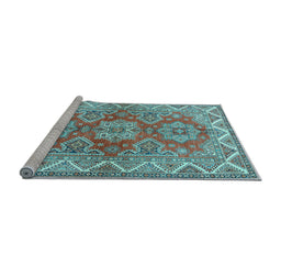 Sideview of Machine Washable Persian Light Blue Traditional Rug, wshtr2726lblu