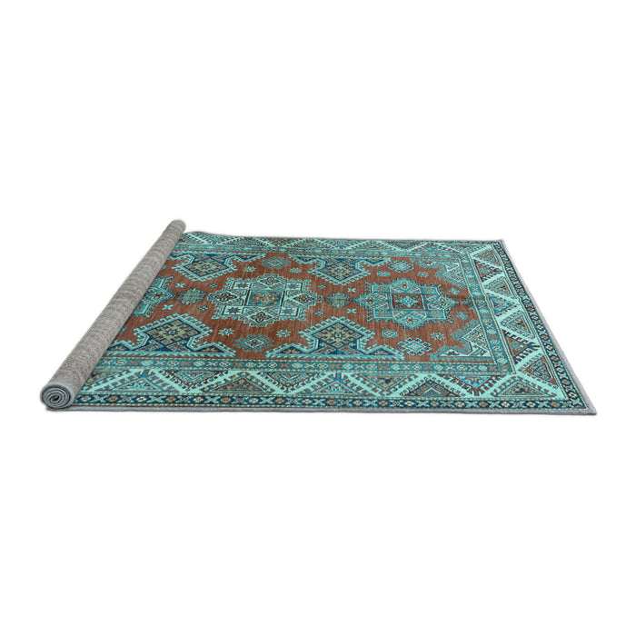 Sideview of Machine Washable Persian Light Blue Traditional Rug, wshtr2726lblu
