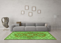 Machine Washable Persian Green Traditional Rug, wshtr2726grn