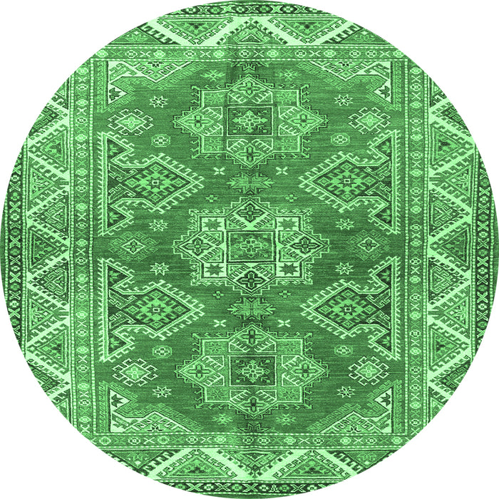 Round Persian Emerald Green Traditional Rug, tr2726emgrn