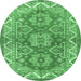Round Persian Emerald Green Traditional Rug, tr2726emgrn