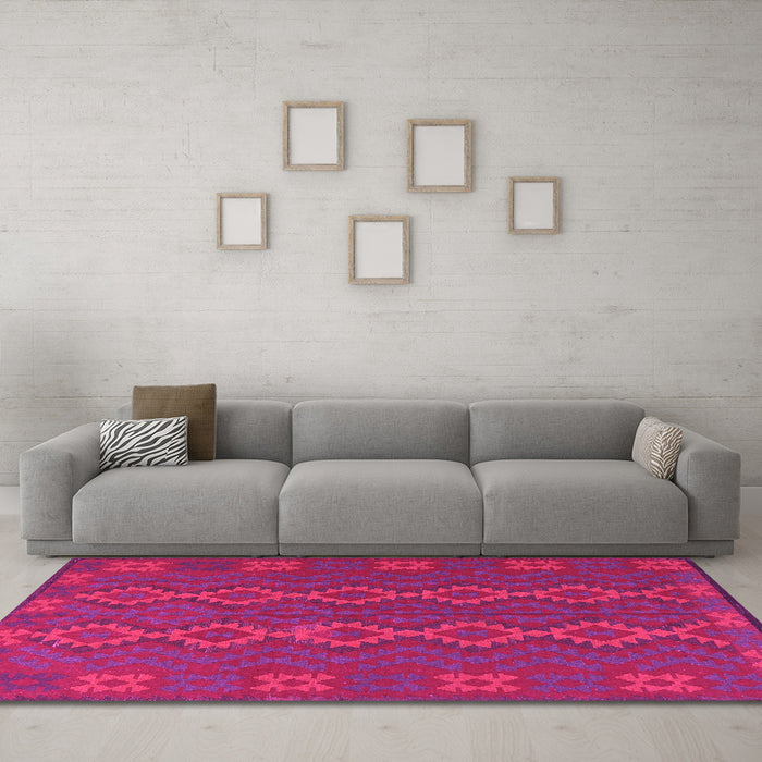 Machine Washable Southwestern Pink Country Rug in a Living Room, wshtr2727pnk