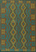 Machine Washable Southwestern Turquoise Country Area Rugs, wshtr2727turq