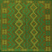 Round Machine Washable Southwestern Green Country Area Rugs, wshtr2727grn