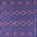 Square Machine Washable Southwestern Blue Country Rug, wshtr2727blu