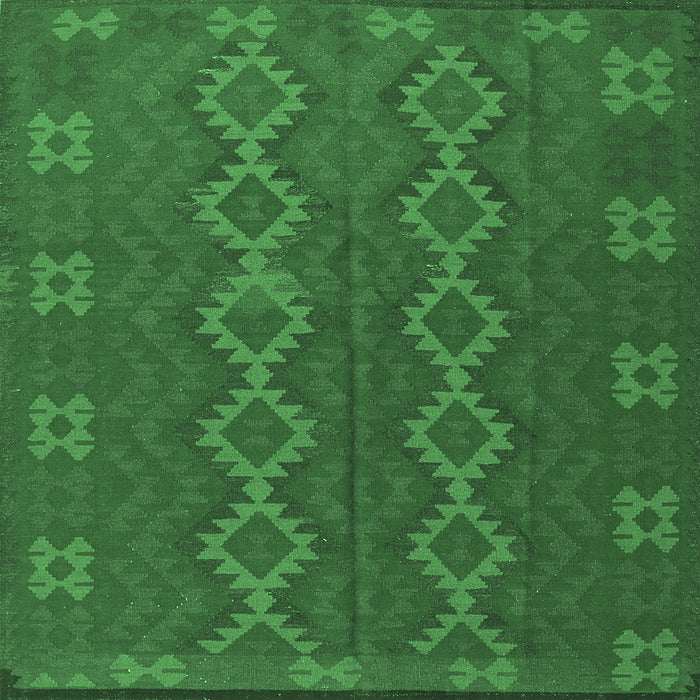 Square Machine Washable Southwestern Emerald Green Country Area Rugs, wshtr2727emgrn