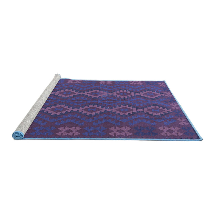 Sideview of Machine Washable Southwestern Blue Country Rug, wshtr2727blu