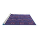 Sideview of Machine Washable Southwestern Blue Country Rug, wshtr2727blu