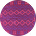 Round Southwestern Purple Country Rug, tr2727pur