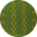 Machine Washable Southwestern Green Country Area Rugs, wshtr2727grn