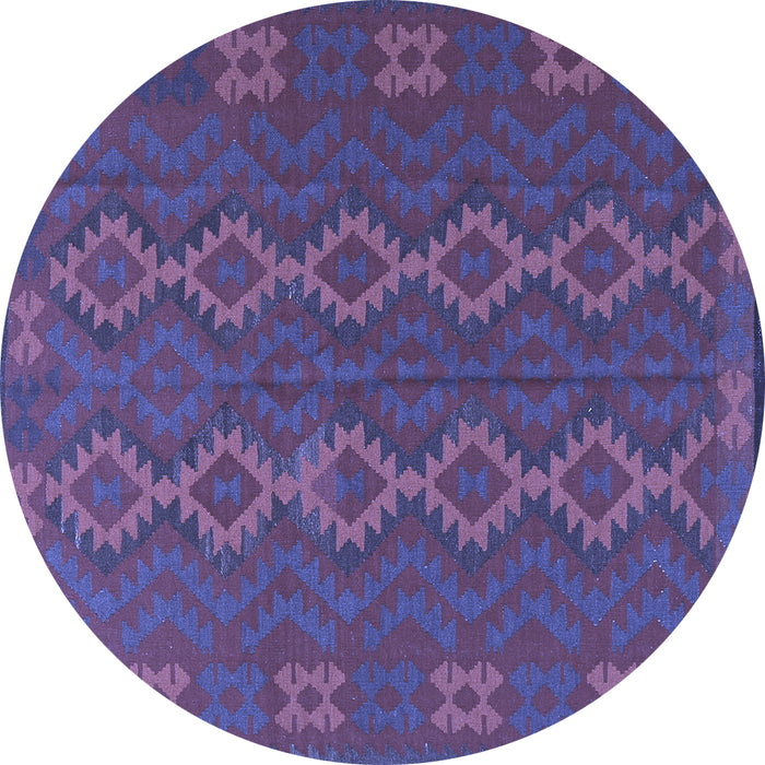 Round Machine Washable Southwestern Blue Country Rug, wshtr2727blu