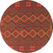 Round Southwestern Brown Country Rug, tr2727brn