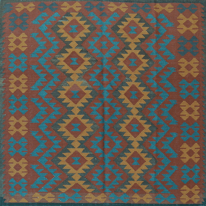 Square Machine Washable Southwestern Light Blue Country Rug, wshtr2727lblu