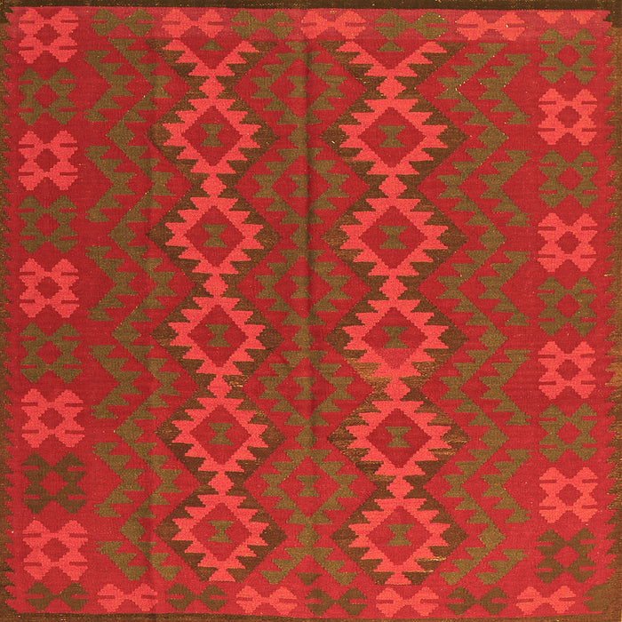 Round Machine Washable Southwestern Orange Country Area Rugs, wshtr2727org