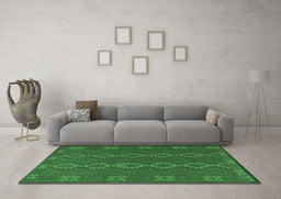 Machine Washable Southwestern Emerald Green Country Area Rugs in a Living Room,, wshtr2727emgrn