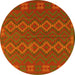 Round Southwestern Yellow Country Rug, tr2727yw