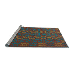Sideview of Machine Washable Southwestern Light Blue Country Rug, wshtr2727lblu