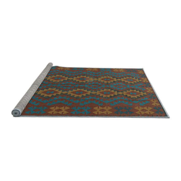 Sideview of Machine Washable Southwestern Light Blue Country Rug, wshtr2727lblu