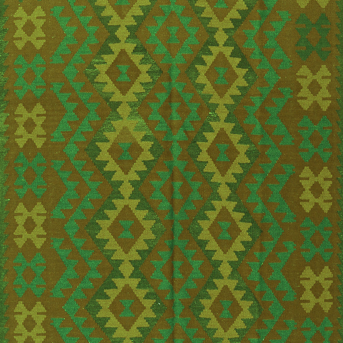 Serging Thickness of Machine Washable Southwestern Green Country Area Rugs, wshtr2727grn