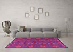 Machine Washable Southwestern Purple Country Area Rugs in a Living Room, wshtr2727pur