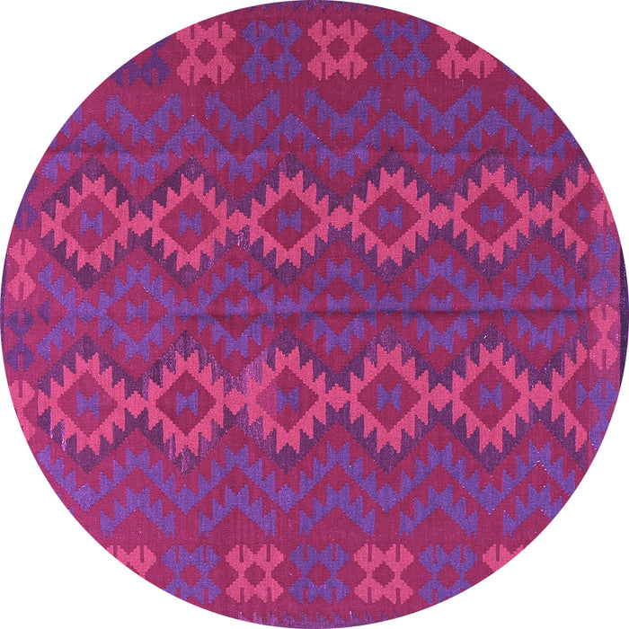 Round Machine Washable Southwestern Purple Country Area Rugs, wshtr2727pur