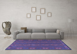 Machine Washable Southwestern Blue Country Rug in a Living Room, wshtr2727blu