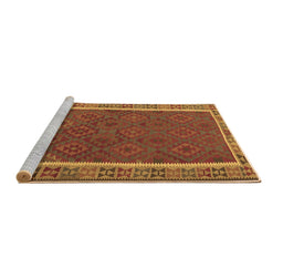Sideview of Machine Washable Southwestern Brown Country Rug, wshtr2728brn