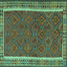 Square Southwestern Turquoise Country Rug, tr2728turq