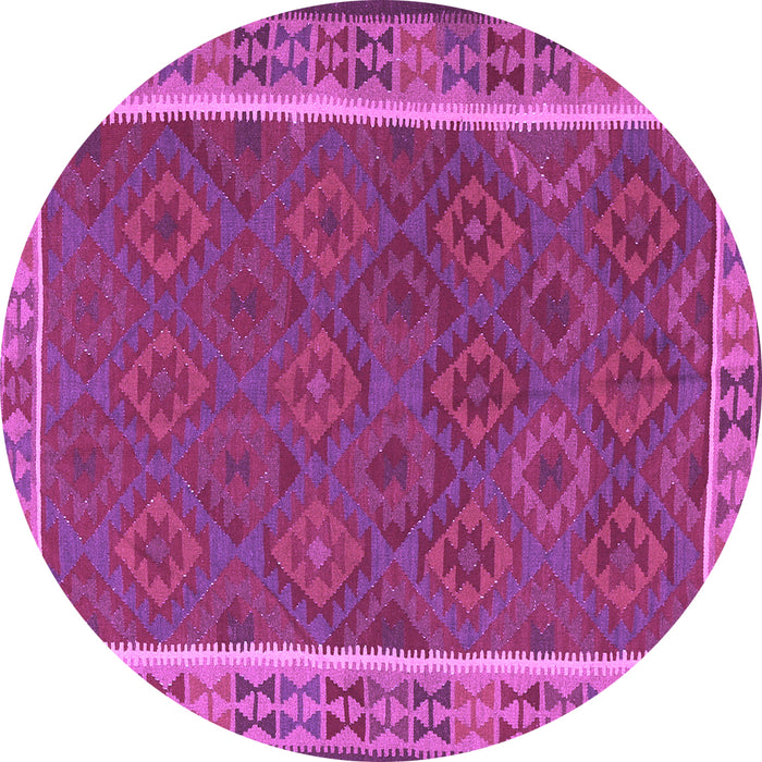 Round Machine Washable Southwestern Purple Country Area Rugs, wshtr2728pur