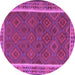 Round Machine Washable Southwestern Purple Country Area Rugs, wshtr2728pur