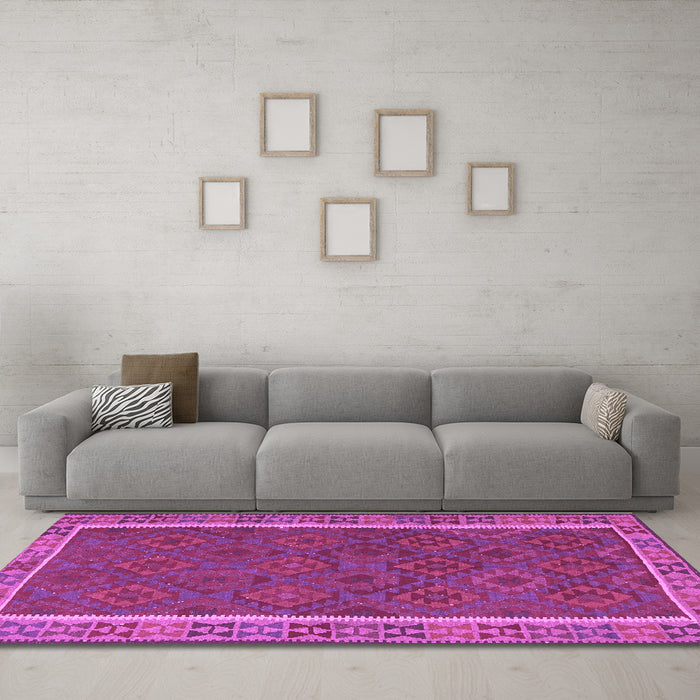 Machine Washable Southwestern Purple Country Area Rugs in a Living Room, wshtr2728pur