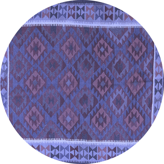 Round Southwestern Blue Country Rug, tr2728blu