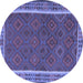 Round Southwestern Blue Country Rug, tr2728blu