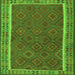 Round Machine Washable Southwestern Green Country Area Rugs, wshtr2728grn