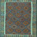 Square Southwestern Light Blue Country Rug, tr2728lblu